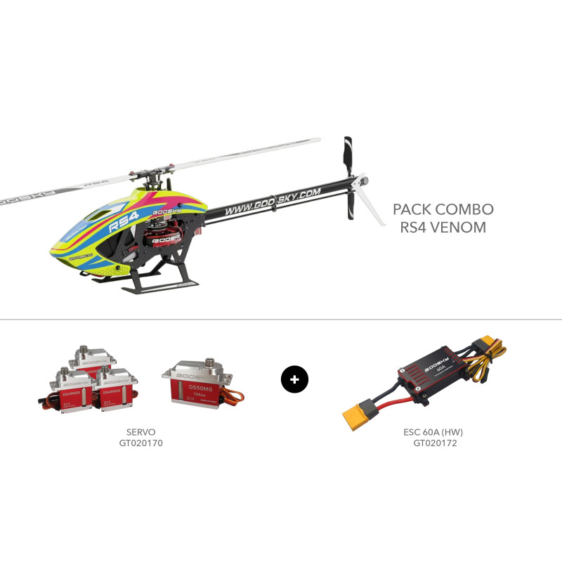 Combo Venom RS4 Jaune (kit + servo + contrôleur)