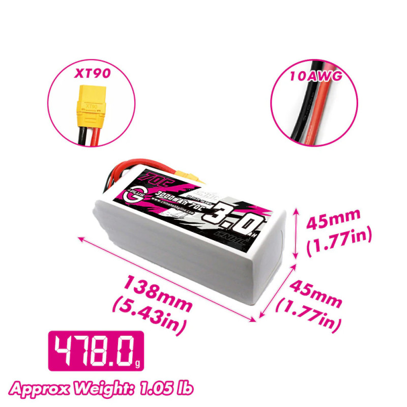 CNHL G+Plus 3000mAh 22.2V 6S 70C XT90