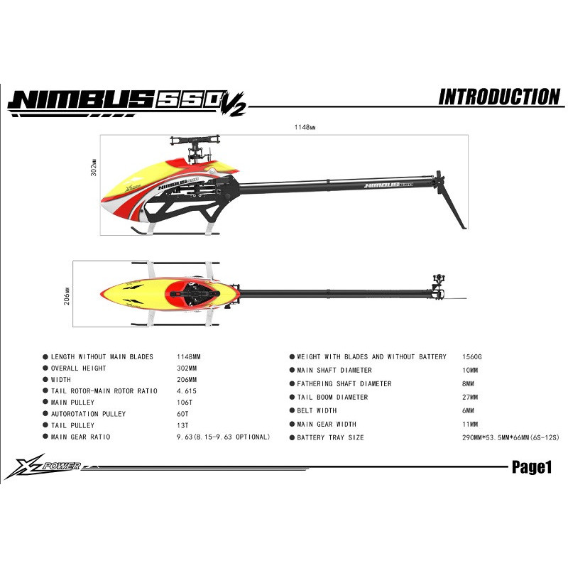 XLPower Nimbus 550 V2 support servo standard Kit nu