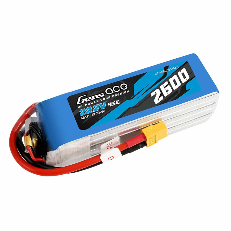 Gens ace 2600mAh 22.2V 45C 6S1P XT60