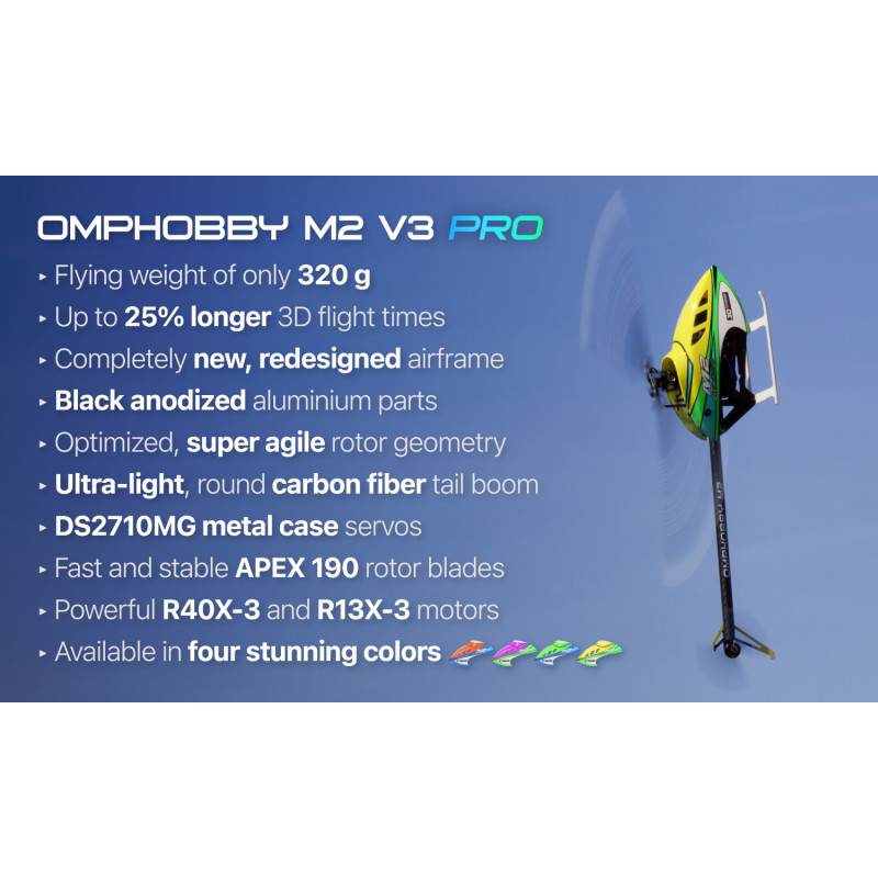 OMPHobby M2 V3 PRO OFS3+ ExpressLRS - Yellow - BNF