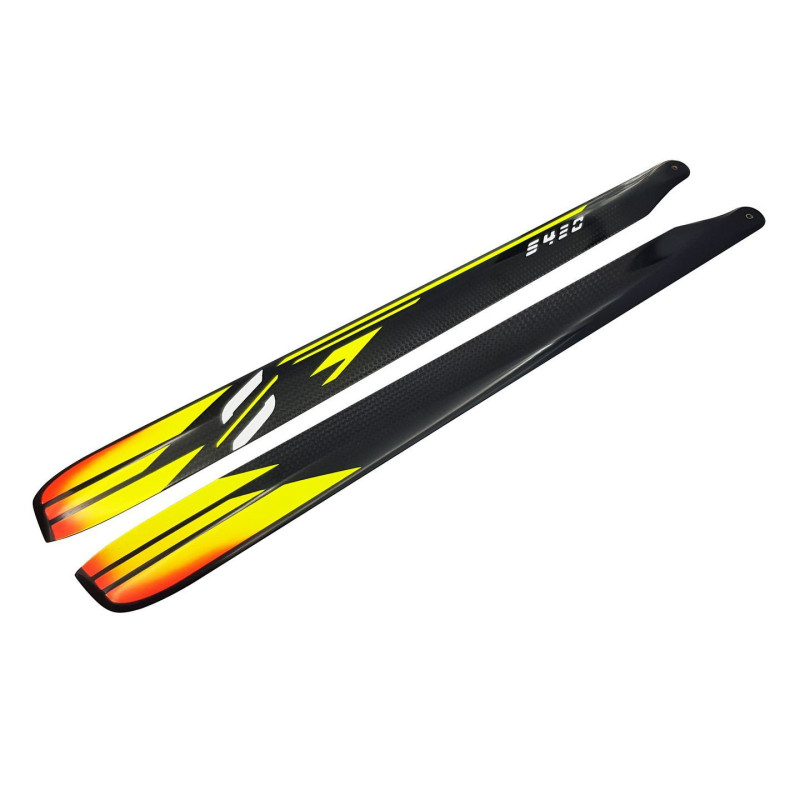 SAB CARBON FIBER MAIN BLADES YELLOW/ORANGE 420MM