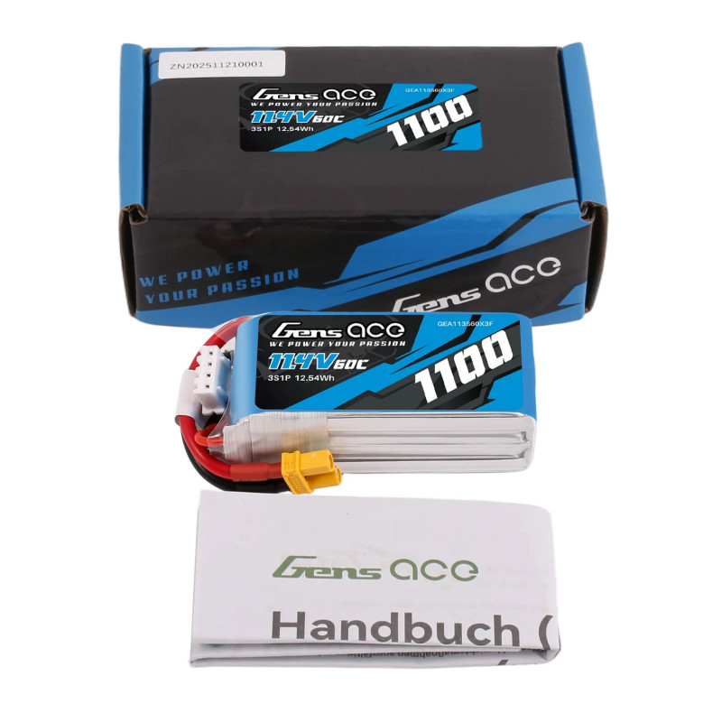 Gens Ace 1100mAh 11.4V 60C 3S1P XT30