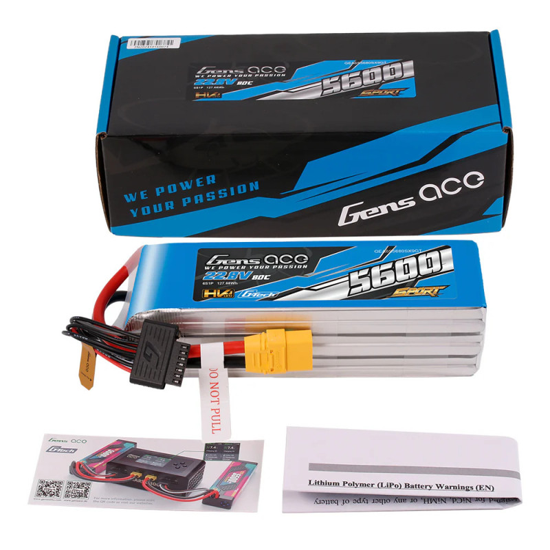 Gens Ace Sport G-Tech HV 5600mAh 22.8V 80C 6S1P Battery Pack with XT90 plug