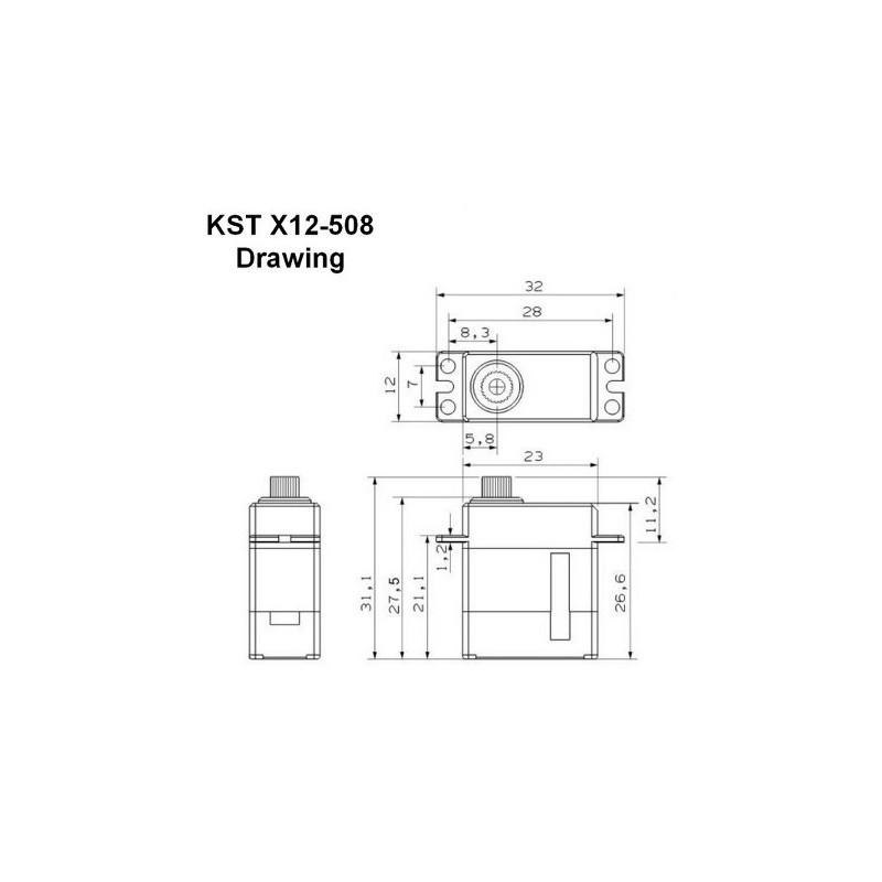 Servo mini KST X12-508 HV (20g, 6.2kg.cm, 0.07s/60°)