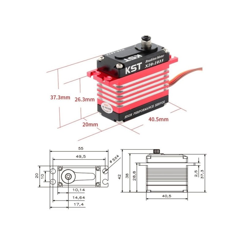 Servo KST X20-2208 MG HV (72g, 25kg.cm, 0.09s/60°)