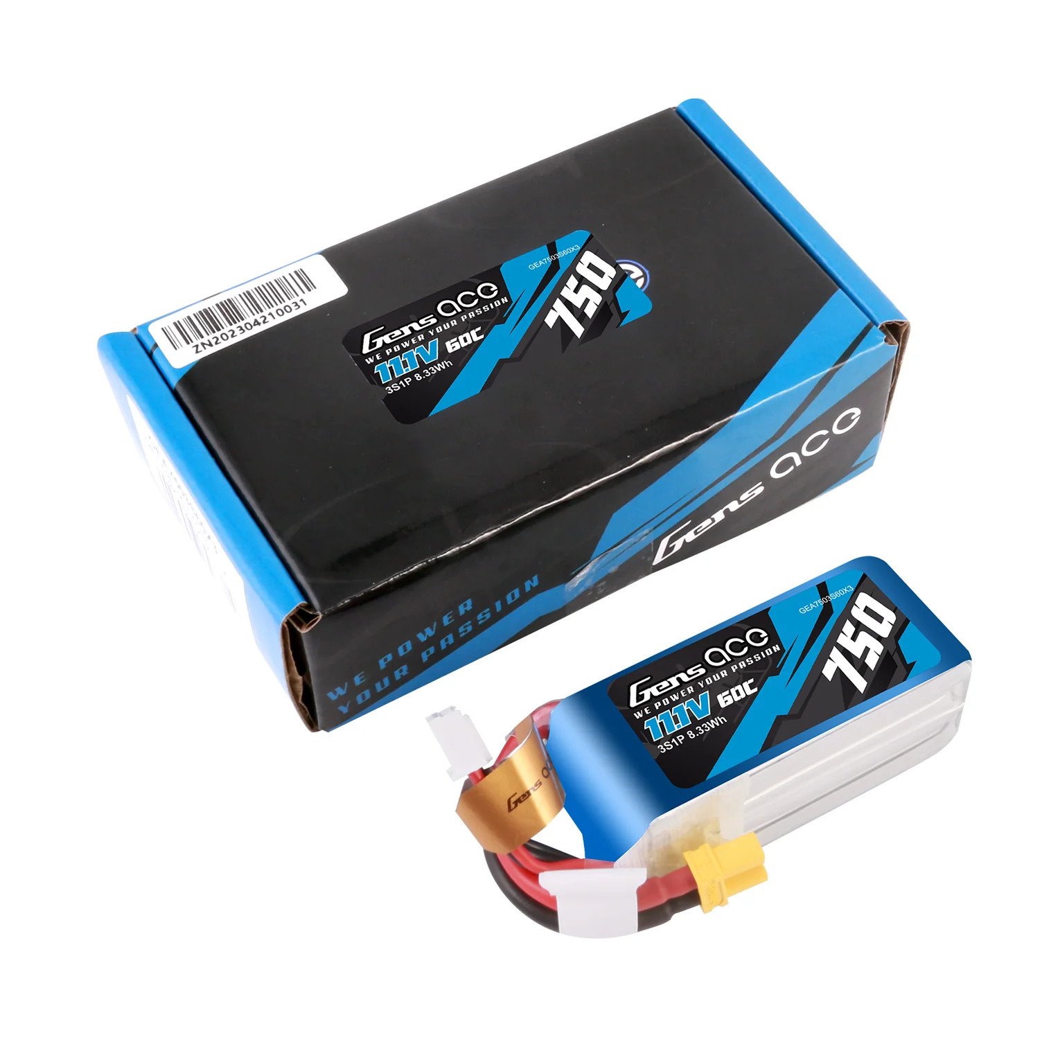60c Gens Ace 750mAh 11.1V 60C 3S1P XT30